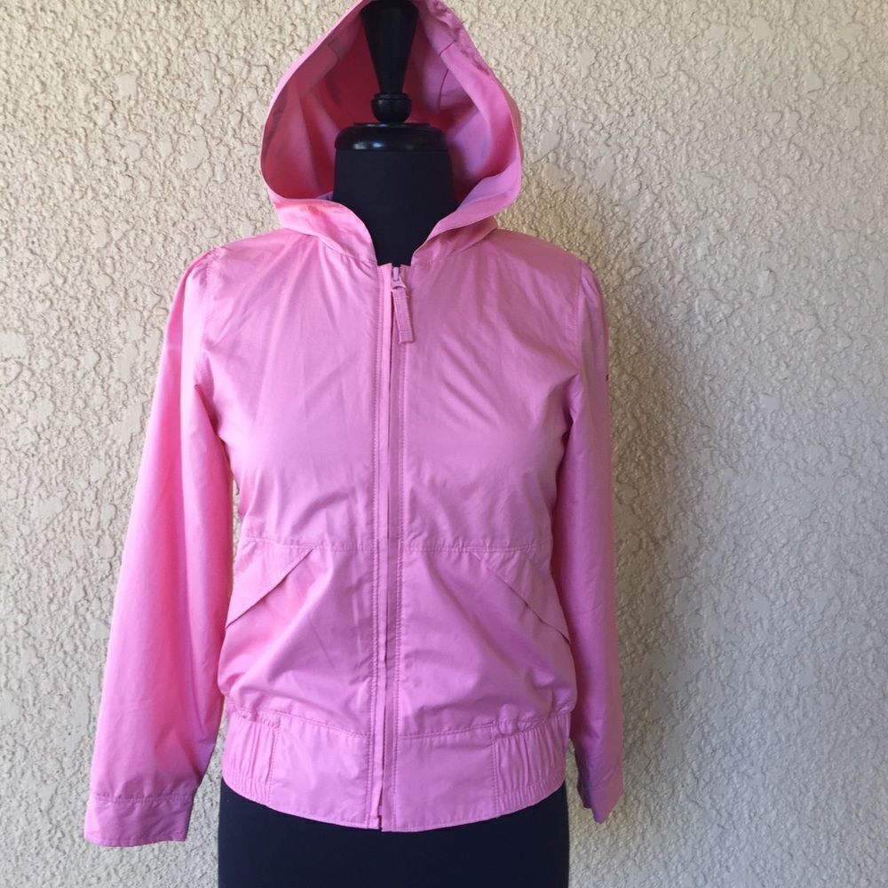 Columbia Pink Windbreaker Hoodie Girls Size 10/12 Lightweight Zip Jacket - Picture 3 of 8